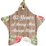 62nd Anniversary 62 Years Of Being Mrs Always Right - Star Ornament B