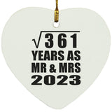 19th Anniversary Square Root of 361 Years As Mr & Mrs 2023 - Heart Ornament