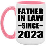 Father In Law Since 2023 - 15oz Accent Mug Pink