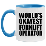 World's Okayest Forklift Operator - 11oz Accent Mug Blue