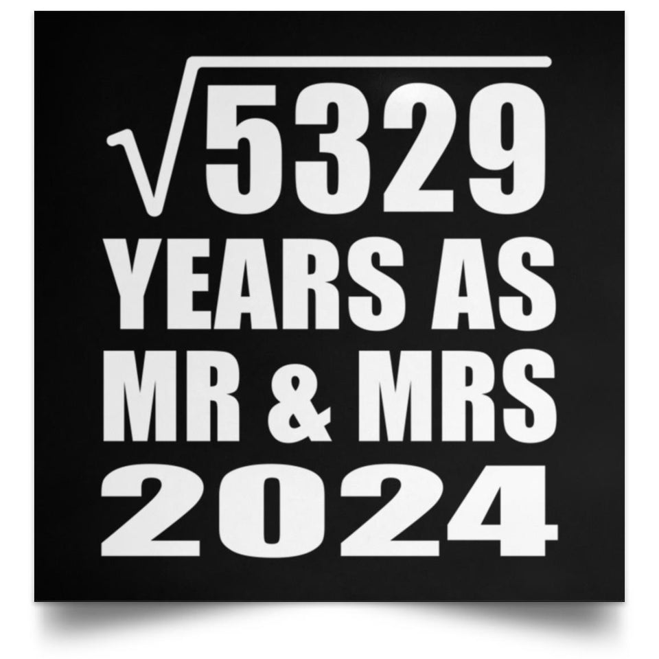 73rd Anniversary Square Root of 5329 Years As Mr & Mrs 2024 - Poster Square