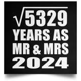 73rd Anniversary Square Root of 5329 Years As Mr & Mrs 2024 - Poster Square