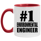 Number One #1 Environmental Engineer - 11oz Accent Mug Red