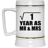 1st Anniversary Square Root of 1 Year As Mr & Mrs - Beer Stein