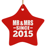 9th Anniversary Mr & Mrs Since 2015 - Star Ornament
