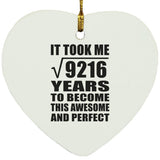 96th Birthday Took Square Root of 9216 Years To Awesome - Heart Ornament