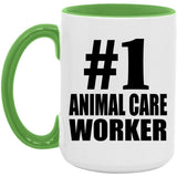 Number One #1 Animal Care Worker - 15oz Accent Mug Green