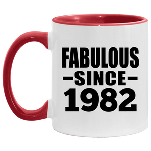42nd Birthday Fabulous Since 1982 - 11oz Accent Mug Red