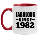 42nd Birthday Fabulous Since 1982 - 11oz Accent Mug Red