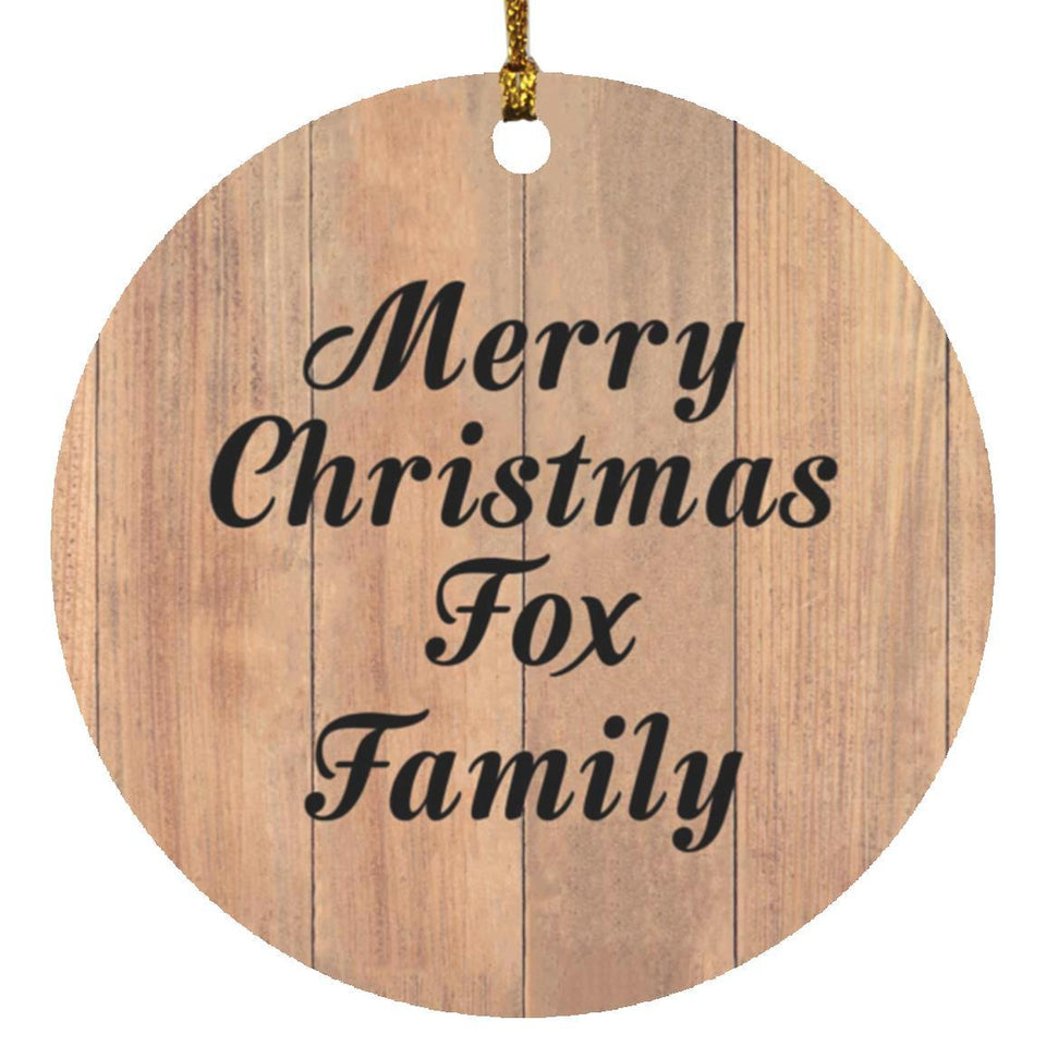 Merry Christmas Fox Family - Circle Ornament C