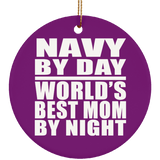 Navy By Day World's Best Mom By Night - Circle Ornament