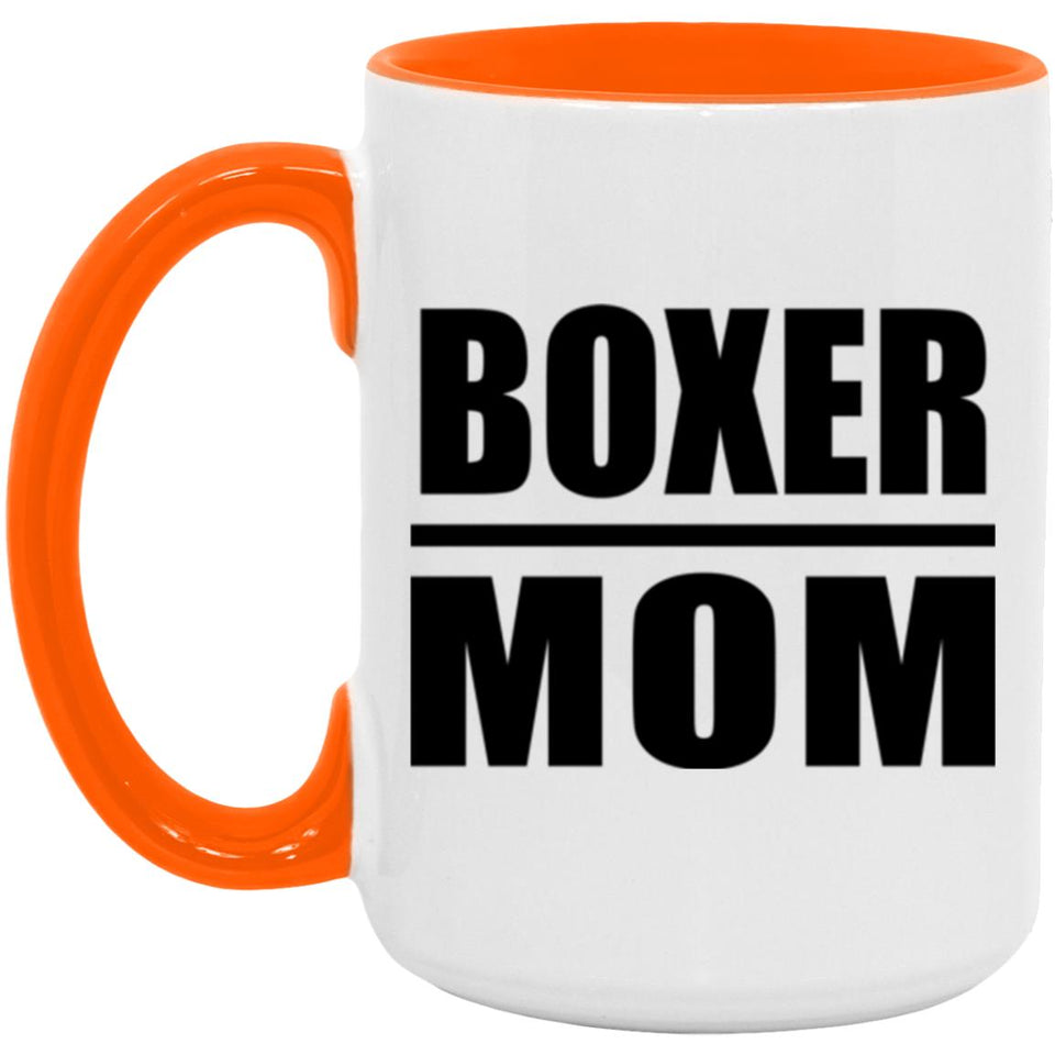 Boxer Mom - 15oz Accent Mug Orange
