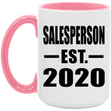 Salesperson Established EST. 2020 - 15oz Accent Mug Pink
