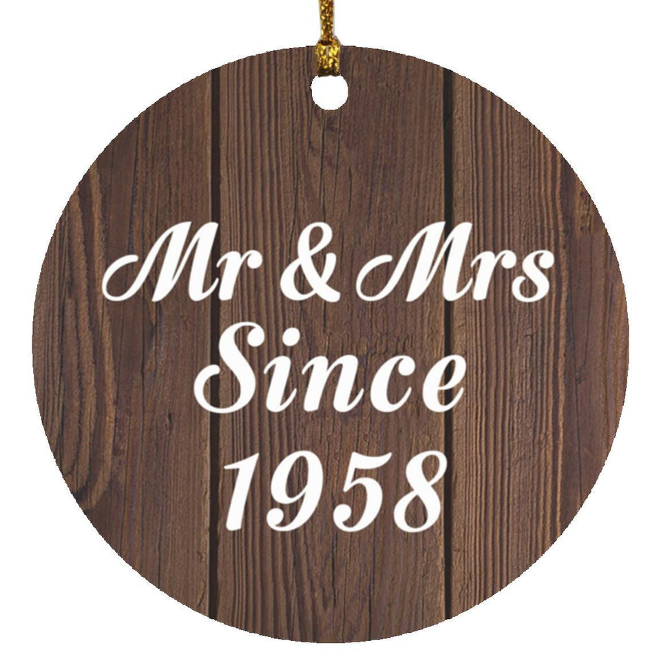 66th Anniversary Mr & Mrs Since 1958 - Circle Ornament D