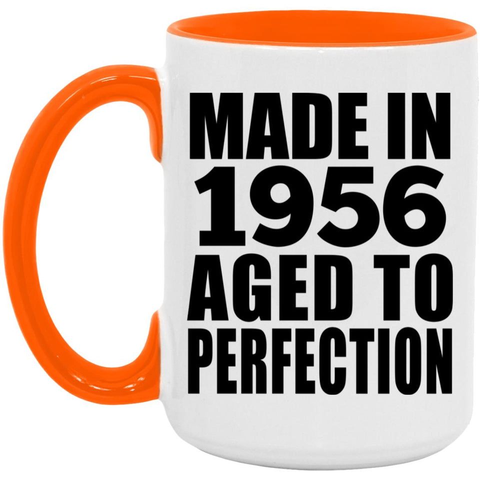 68th Birthday Made In 1956 Aged to Perfection - 15oz Accent Mug Orange