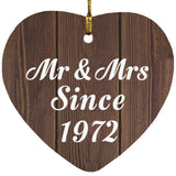 52nd Anniversary Mr & Mrs Since 1972 - Heart Ornament D