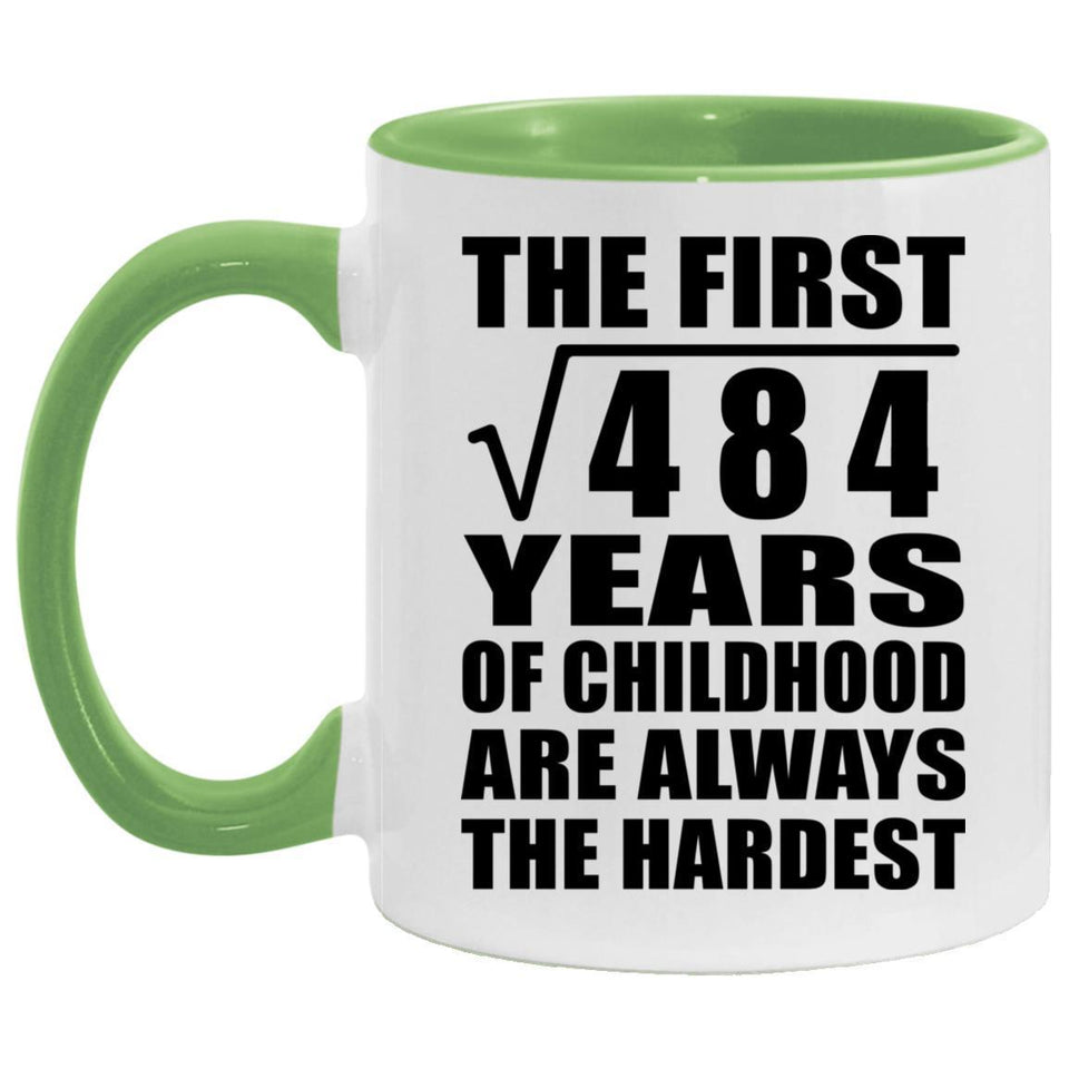 22nd Birthday Square Root of 484 Years of Childhood - 11oz Accent Mug Green