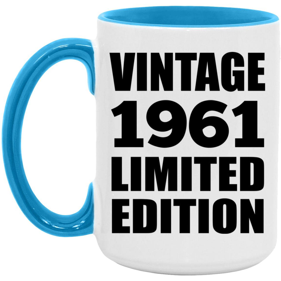 63rd Birthday Vintage 1961 Limited Edition - 15oz Accent Mug Blue