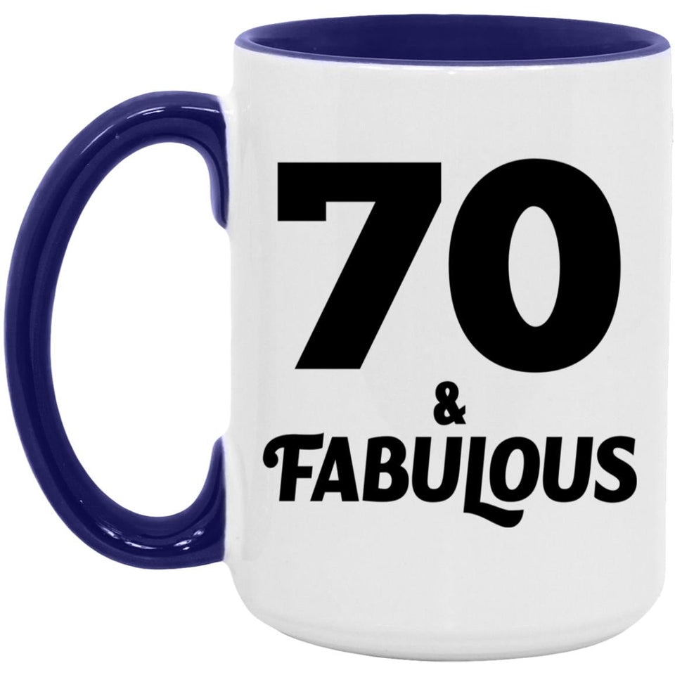 70th Birthday 70 & Fabulous - 15oz Accent Mug Purple