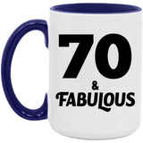 70th Birthday 70 & Fabulous - 15oz Accent Mug Purple