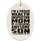Proud Health Inspector Mom Of Awesome Son - Oval Ornament