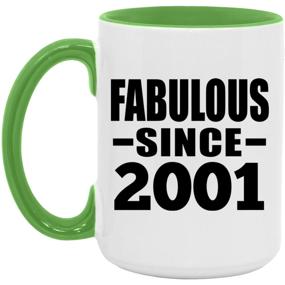 23rd Birthday Fabulous Since 2001 - 15oz Accent Mug Green