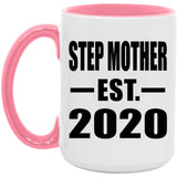 Step Mother Established EST. 2020 - 15oz Accent Mug Pink