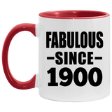 124th Birthday Fabulous Since 1900 - 11oz Accent Mug Red