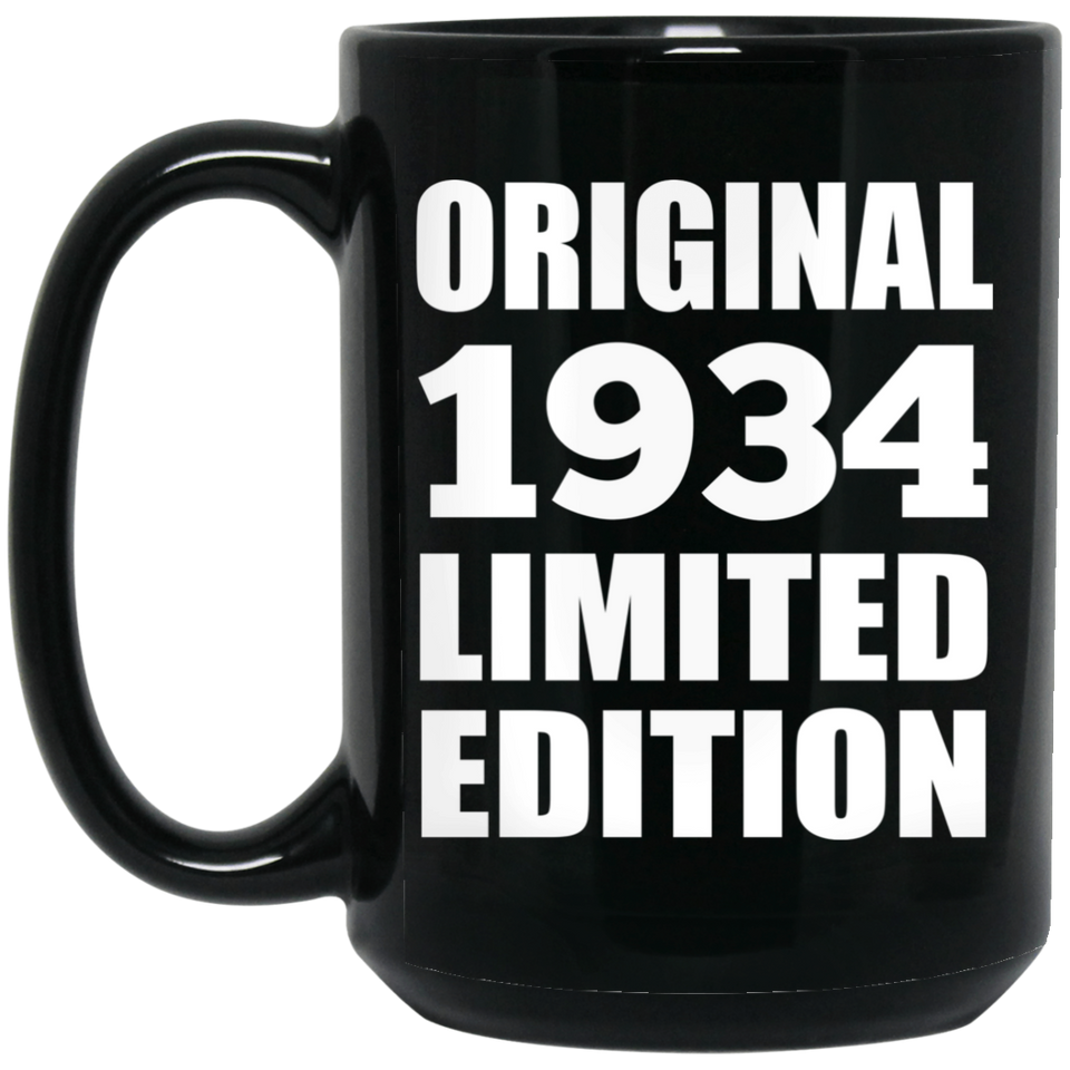 90th Birthday Original 1934 Limited Edition - 15oz Coffee Mug Black