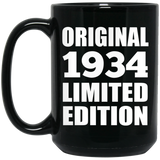 90th Birthday Original 1934 Limited Edition - 15oz Coffee Mug Black