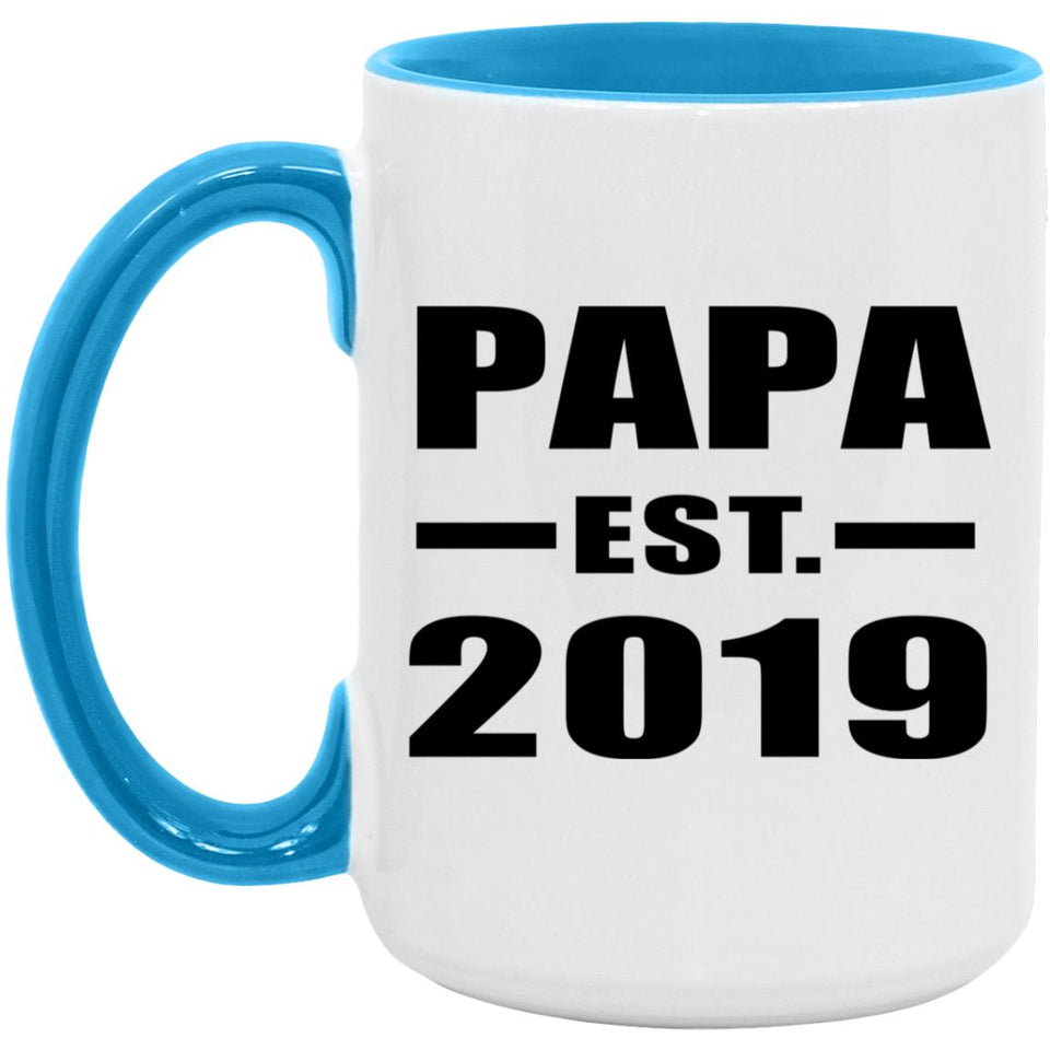 Papa Established EST. 2019 - 15oz Accent Mug Blue