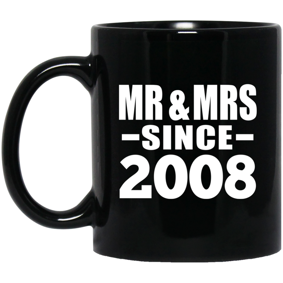 16th Anniversary Mr & Mrs Since 2008 - 11 Oz Coffee Mug Black
