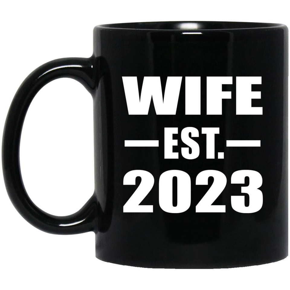 Wife Established EST. 2023 - 11oz Coffee Mug Black