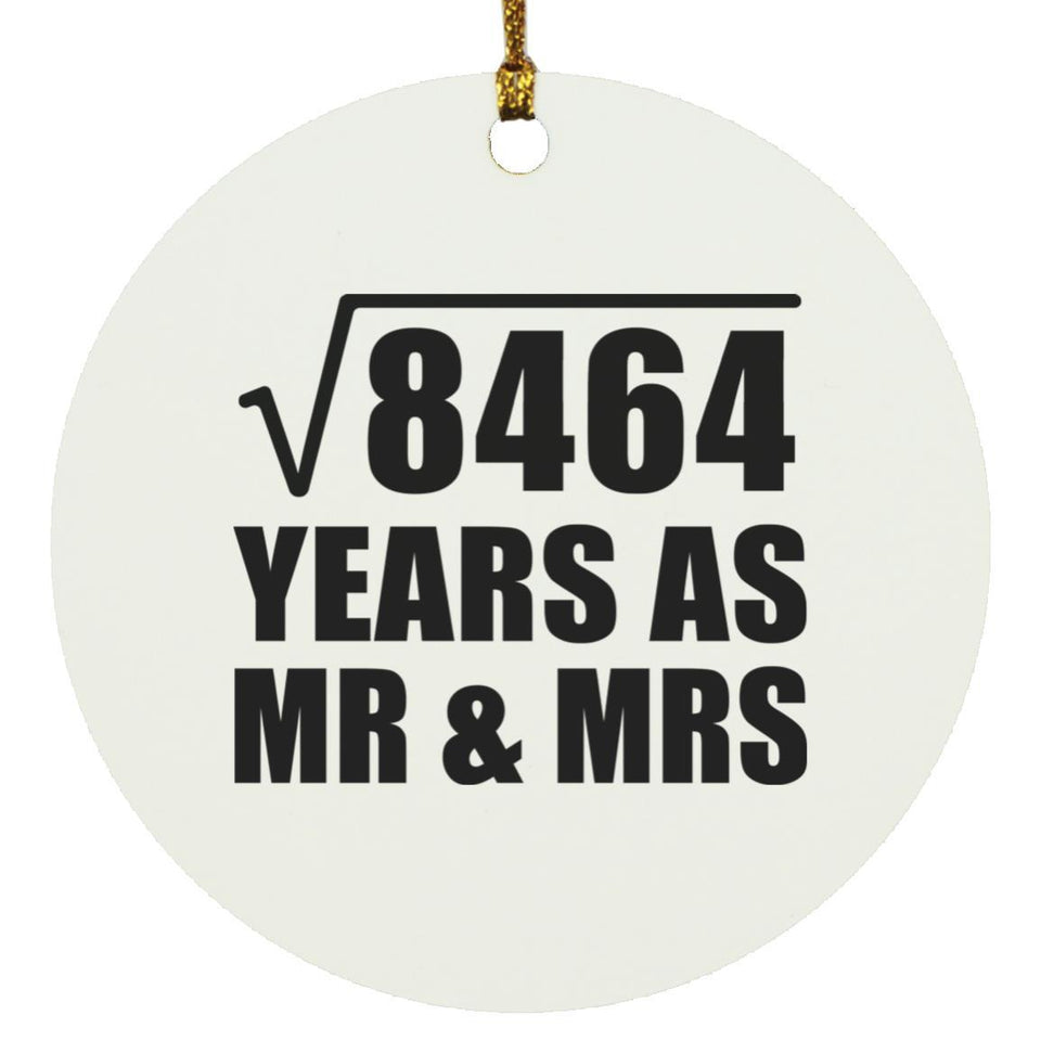 92nd Anniversary Square Root of 8464 Years As Mr & Mrs - Circle Ornament