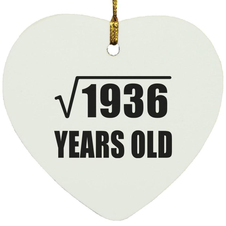44th Birthday Square Root of 1936 Years Old - Heart Ornament