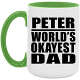 Peter World's Okayest Dad - 15oz Accent Mug Green