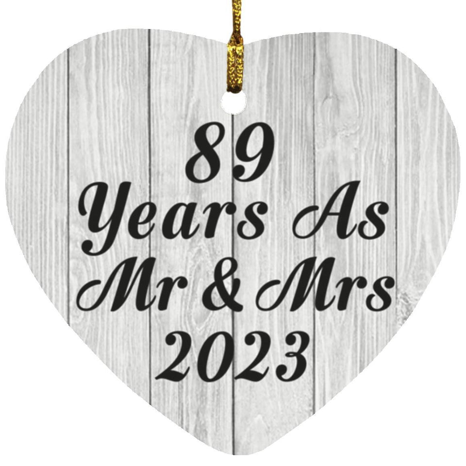 89th Anniversary 89 Years As Mr & Mrs 2023 - Heart Ornament F