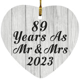 89th Anniversary 89 Years As Mr & Mrs 2023 - Heart Ornament F