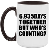 19th Anniversary 6,935 Days Together But Who's Counting - 15oz Accent Mug Black