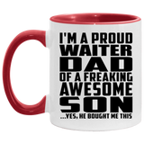 Proud Waiter Dad Of Awesome Son - 11oz Accent Mug Red