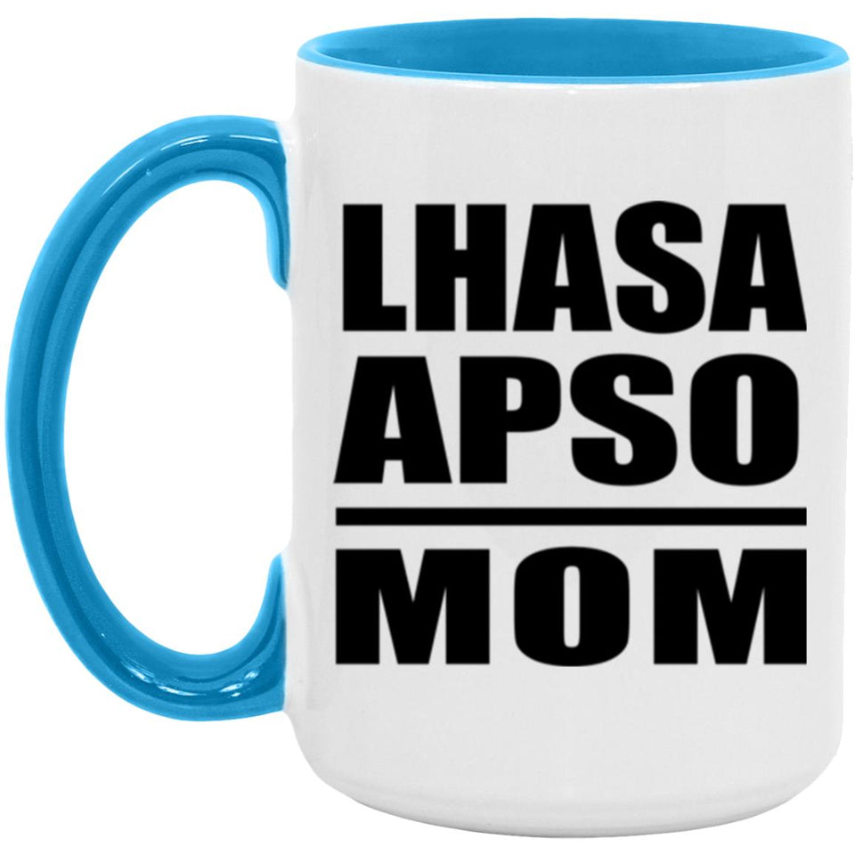 Lhasa Apso Mom - 15oz Accent Mug Blue