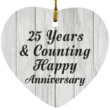 Happy 25th Anniversary 25 Years & Counting - Heart Ornament F