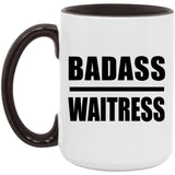 Badass Waitress - 15oz Accent Mug Black