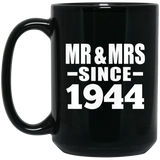 80th Anniversary Mr & Mrs Since 1944 - 15 Oz Coffee Mug Black