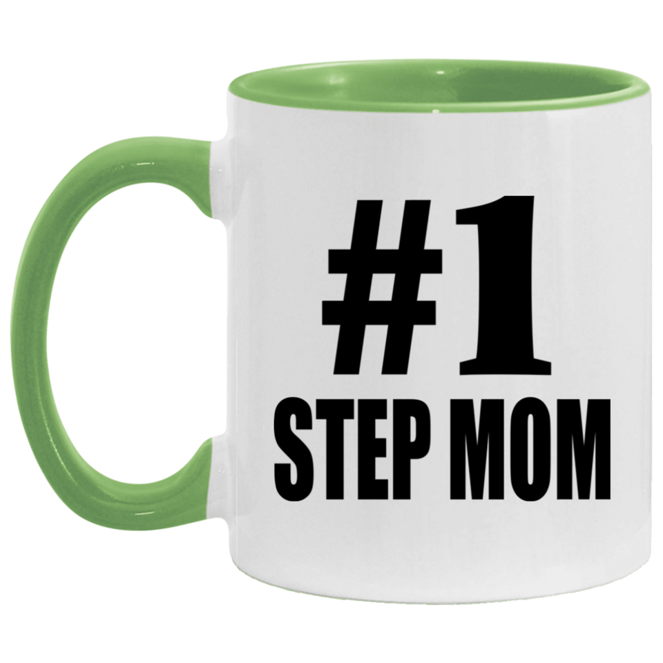 Number One #1 Step Mom - 11oz Accent Mug Green