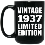 87th Birthday Vintage 1937 Limited Edition - 15oz Coffee Mug Black
