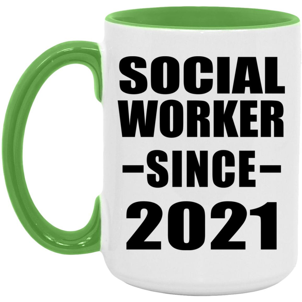 Social Worker Since 2021 - 15oz Accent Mug Green