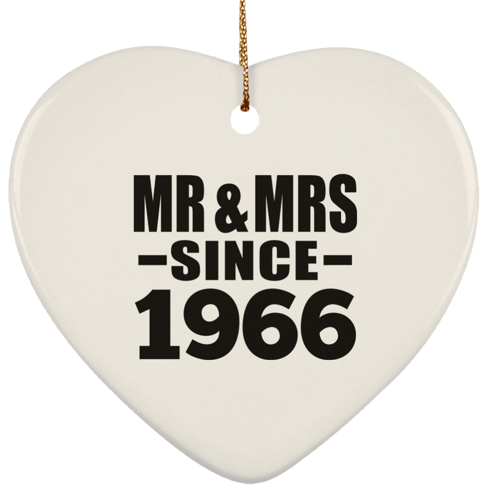 58th Anniversary Mr & Mrs Since 1966 - Heart Ornament