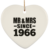 58th Anniversary Mr & Mrs Since 1966 - Heart Ornament