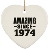 50th Birthday Amazing Since 1974 - Heart Ornament
